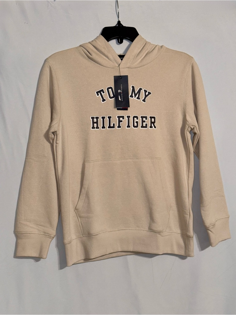 NWT Tommy Hilfiger Kids Cream Pullover Hoodie Size Large (14/16)